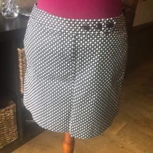J Crew black with white diamond mini skirt.